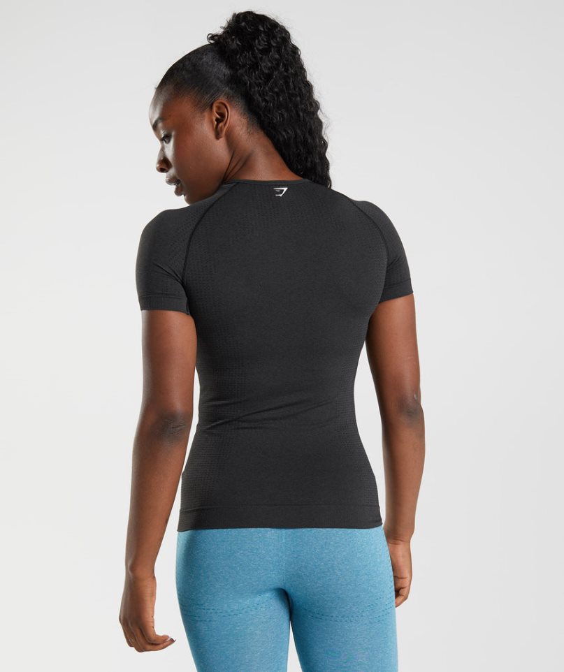 Koszulki Gymshark Vital Seamless 2.0 Damskie Czarne | PL 371RTN